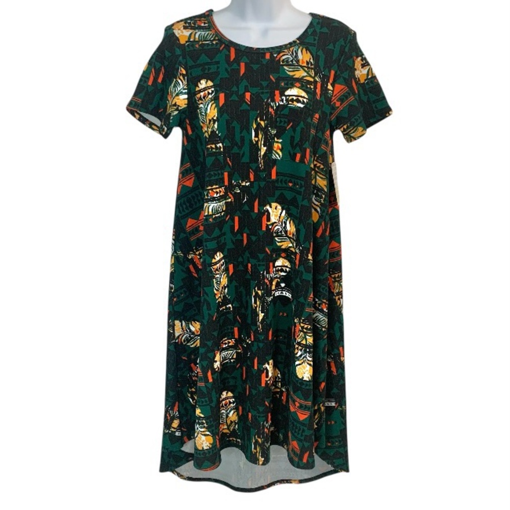 LULAROE Carly A Line Aztec Feather Print Sz XXS